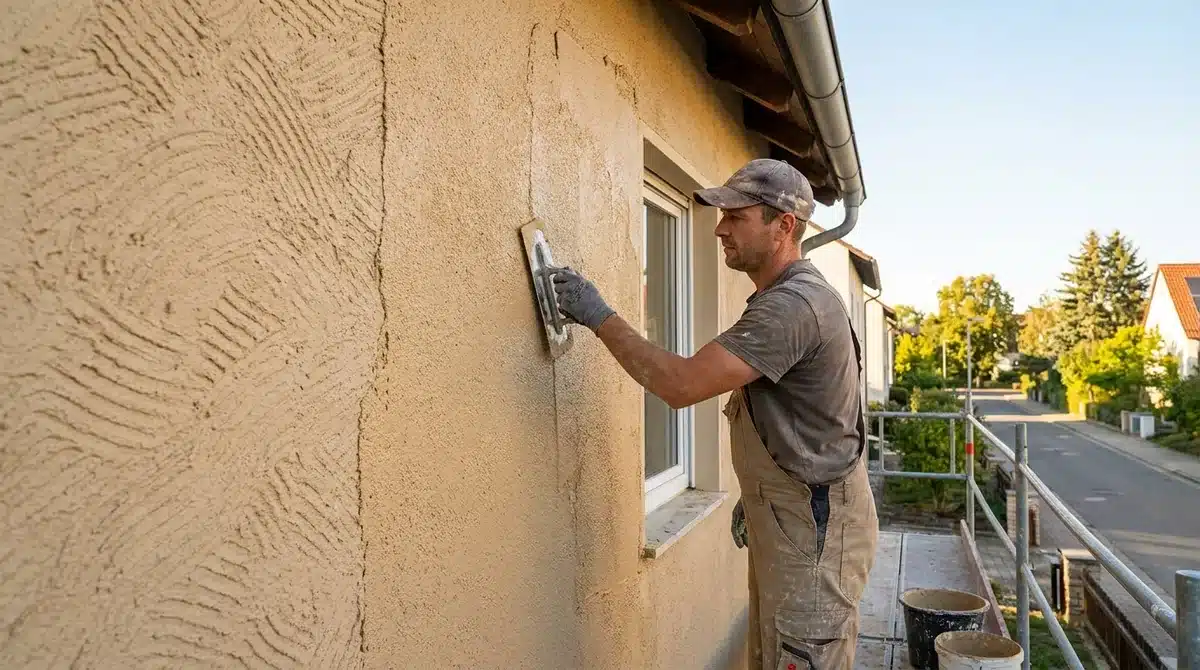 Silikatputz auf eine Fassade auftragen und strukturieren